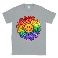 Heather Grey rainbow smiley face sunflower Classic Tee - OliviaCreatesArt