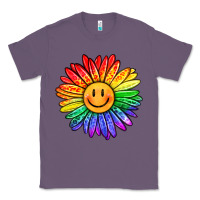 Lavender rainbow smiley face sunflower Classic Tee - OliviaCreatesArt