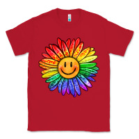 Red rainbow smiley face sunflower Classic Tee - OliviaCreatesArt