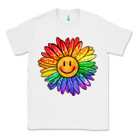 White rainbow smiley face sunflower Classic Tee - OliviaCreatesArt