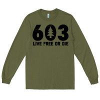 Army Green live free or die 603 tree Long Sleeve Tee - artisFamous