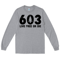 Heather Grey live free or die 603 tree Long Sleeve Tee - artisFamous