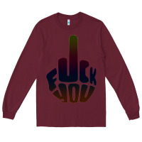 Burgundy fuck you middle finger Long Sleeve Tee - artisFamous
