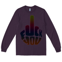 Plum fuck you middle finger Long Sleeve Tee - artisFamous