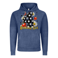 Vintage Denim ladybug birthday girl age 4 Vintage Hoodie - LillyAllenDesigns