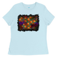 Baby Blue halloween pumpkin background Ladies Tee - BundleAndBundleShop