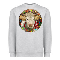 Heather Grey Charolais Heifer Christmas Heavyweight Sweatshirt - RanaPortraitStore