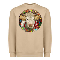 Mushroom Charolais Heifer Christmas Heavyweight Sweatshirt - RanaPortraitStore