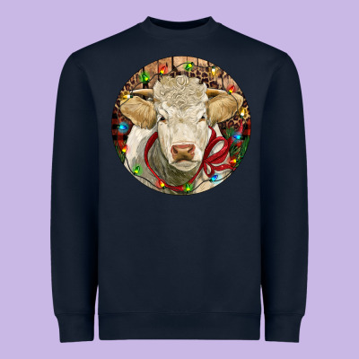 Charolais Heifer Christmas Heavyweight Sweatshirt Designed By Ranaportraitstore