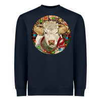 Navy Charolais Heifer Christmas Heavyweight Sweatshirt - RanaPortraitStore