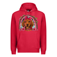 Cardinal dachshund puppy floral rainbow Premium Hoodie - Artiststas