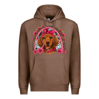 Chestnut dachshund puppy floral rainbow Premium Hoodie - Artiststas