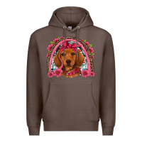 Coffee dachshund puppy floral rainbow Premium Hoodie - Artiststas