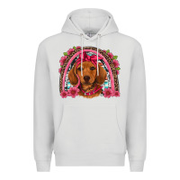 Dove Grey dachshund puppy floral rainbow Premium Hoodie - Artiststas
