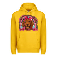 Lemon dachshund puppy floral rainbow Premium Hoodie - Artiststas