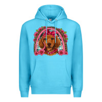 Ocean Blue dachshund puppy floral rainbow Premium Hoodie - Artiststas