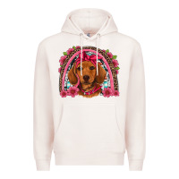 Pale Pink dachshund puppy floral rainbow Premium Hoodie - Artiststas