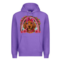 Purple dachshund puppy floral rainbow Premium Hoodie - Artiststas
