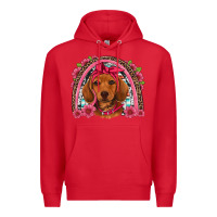 Red dachshund puppy floral rainbow Premium Hoodie - Artiststas