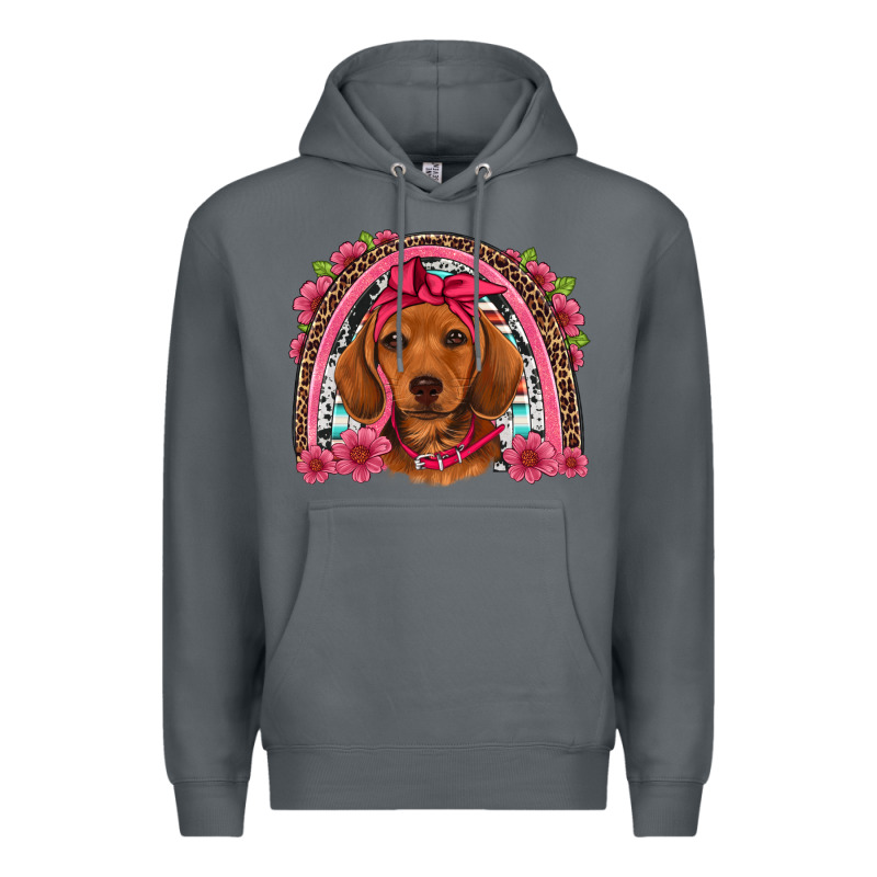Dachshund Puppy Floral Rainbow Premium Hoodie by Artiststas | Teevron