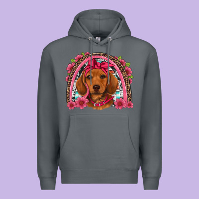 Dachshund Puppy Floral Rainbow Premium Hoodie Designed By Artiststas