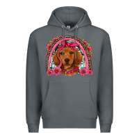 Rock dachshund puppy floral rainbow Premium Hoodie - Artiststas
