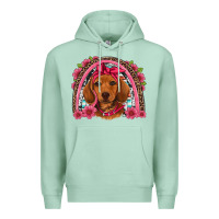 Seafoam dachshund puppy floral rainbow Premium Hoodie - Artiststas