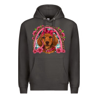 Smoke dachshund puppy floral rainbow Premium Hoodie - Artiststas