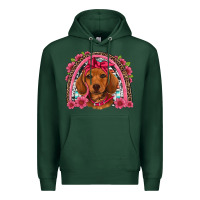 Sports Green dachshund puppy floral rainbow Premium Hoodie - Artiststas