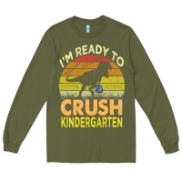 Army Green i'm ready to crush kindergarten dinosaur back to school kids t shirt Long Sleeve Tee - artisFamous
