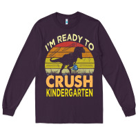 Plum i'm ready to crush kindergarten dinosaur back to school kids t shirt Long Sleeve Tee - artisFamous