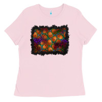 Bubblegum Pink halloween pumpkin background Ladies Tee - BundleAndBundleShop