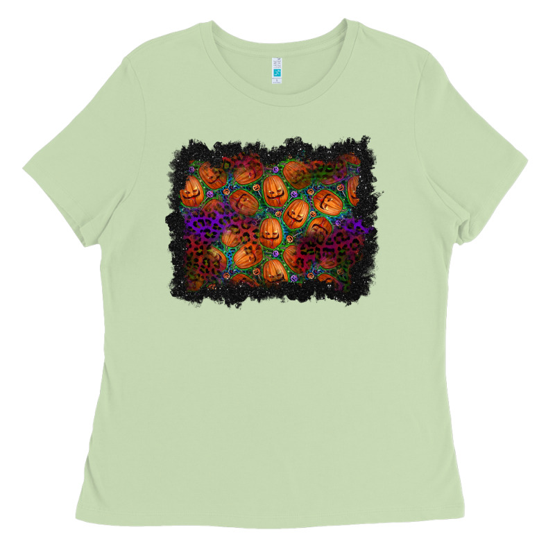 Halloween Pumpkin Background Ladies Tee by BundleAndBundleShop | Teevron