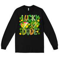 Black Lucky Dude Long Sleeve Tee - CowhideDigitalArt