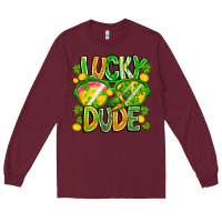 Burgundy Lucky Dude Long Sleeve Tee - CowhideDigitalArt