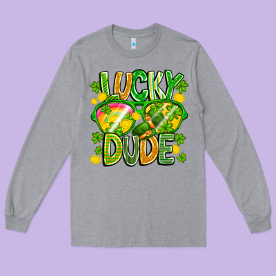 Lucky Dude Long Sleeve Tee Designed By Cowhidedigitalart