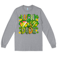 Heather Grey Lucky Dude Long Sleeve Tee - CowhideDigitalArt
