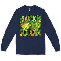 Navy Lucky Dude Long Sleeve Tee - CowhideDigitalArt