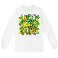 White Lucky Dude Long Sleeve Tee - CowhideDigitalArt