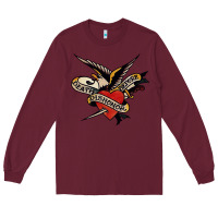 Burgundy sailor jerry tattoo art military mermaid Long Sleeve Tee - artisFamous