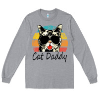 Heather Grey cat daddy vintage Long Sleeve Tee - artisFamous