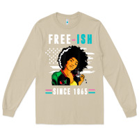 Mushroom juneteenth free ish since 1865 black Long Sleeve Tee - artisFamous
