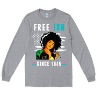 Heather Grey juneteenth free ish since 1865 black Long Sleeve Tee - artisFamous