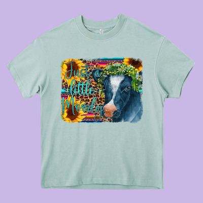 Cow Serape Just A Little Moody Heavy Core Tee Designed By Cowcowdesign