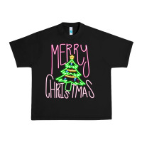 Black Merry Neon Christmas Urban Heavy Tee - CowhideDigitalArt
