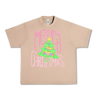 Burro Merry Neon Christmas Urban Heavy Tee - CowhideDigitalArt