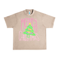 French Oak Merry Neon Christmas Urban Heavy Tee - CowhideDigitalArt