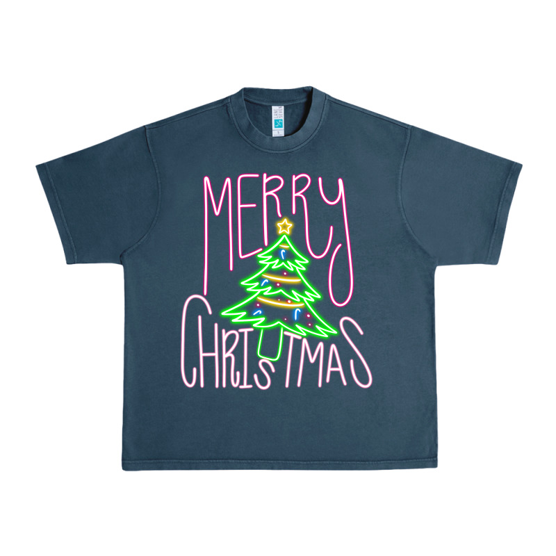 Merry Neon Christmas Urban Heavy Tee by CowhideDigitalArt | Teevron