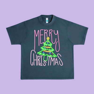 Merry Neon Christmas Urban Heavy Tee Designed By Cowhidedigitalart
