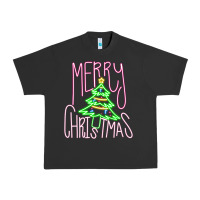 Pigment Black Merry Neon Christmas Urban Heavy Tee - CowhideDigitalArt